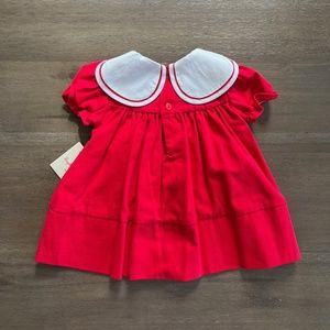 Sophie & Lucas Girls Pumpkin Embroidery Ruffle Dress - Peach